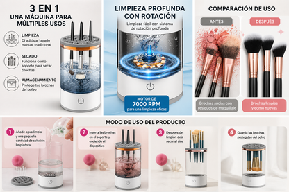 MÁQUINA LIMPIADORA DE BROCHAS DE MAQUILLAJE